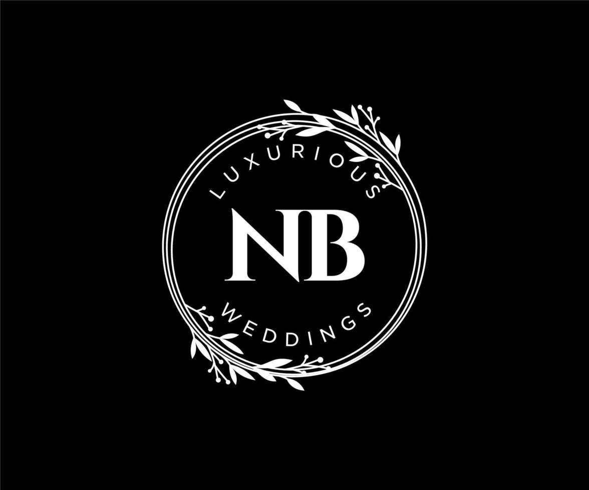 nb initiales lettre modèle de logos de monogramme de mariage, modèles minimalistes et floraux modernes dessinés à la main pour cartes d'invitation, réservez la date, identité élégante. vecteur