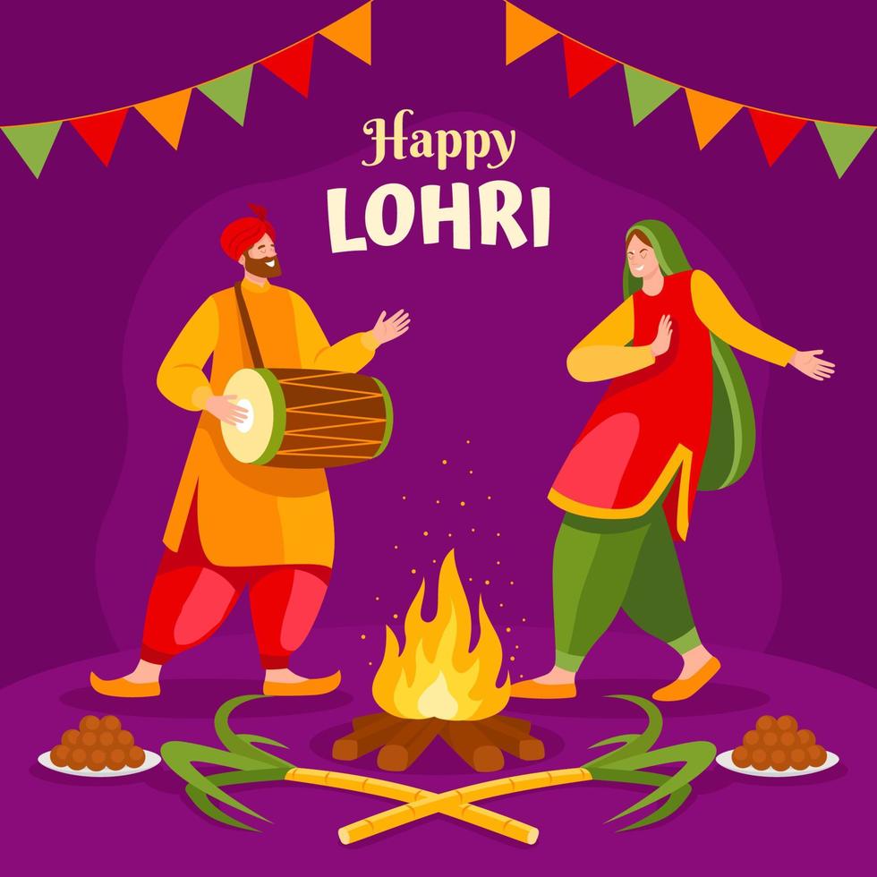 joyeux festival lohri vecteur