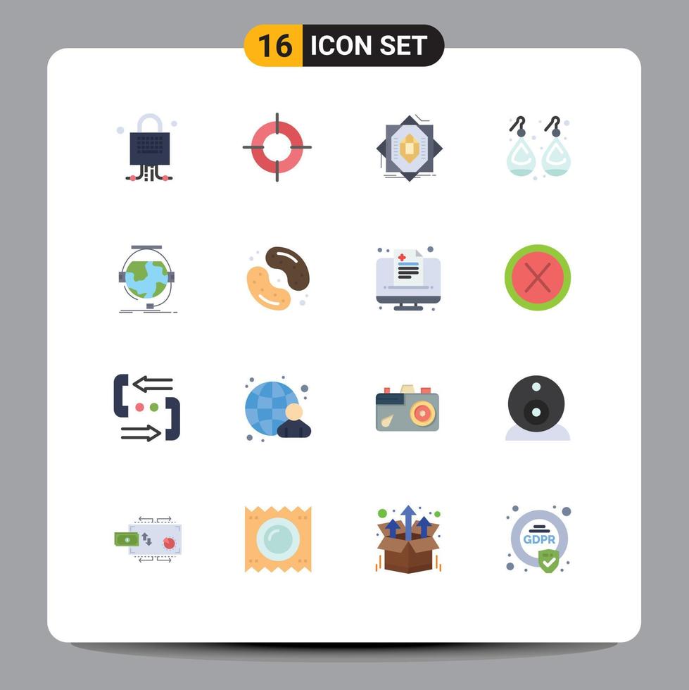 16 interface utilisateur pack de couleurs plates de signes et symboles modernes de bijoux de consultation or abstrait formant un pack modifiable d'éléments de conception de vecteur créatif