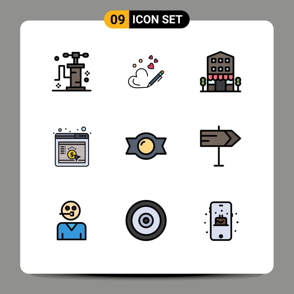 symboles d'icônes universels groupe de 9 couleurs plates modernes remplies de bonbons seo house browser cpc éléments de conception vectoriels modifiables vecteur