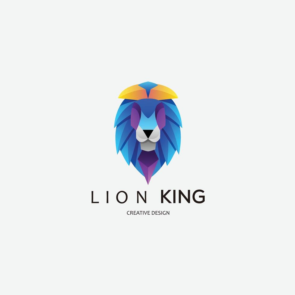 vecteur de couleur dégradé de création de logo roi lion