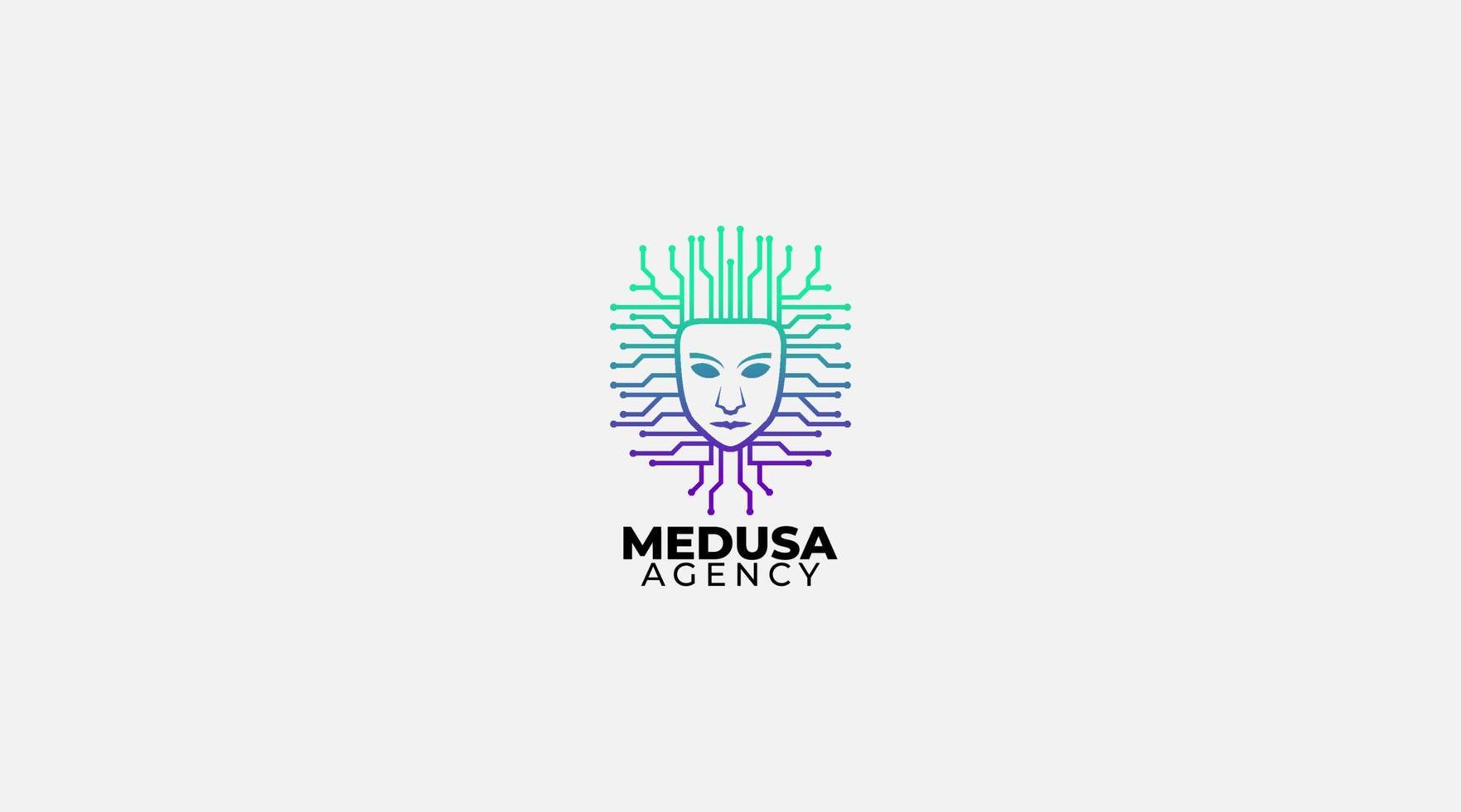 illustration de conception de vecteur de logo de visage de medusa tech