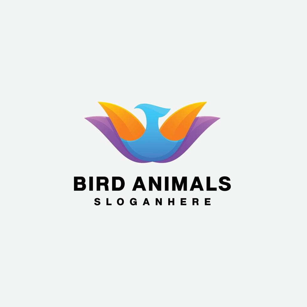 oiseau animal logo design dégradé coloré vecteur