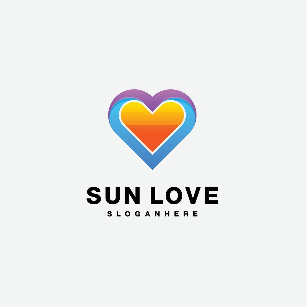 illustration de couleur dégradée de conception de logo d'amour du soleil vecteur