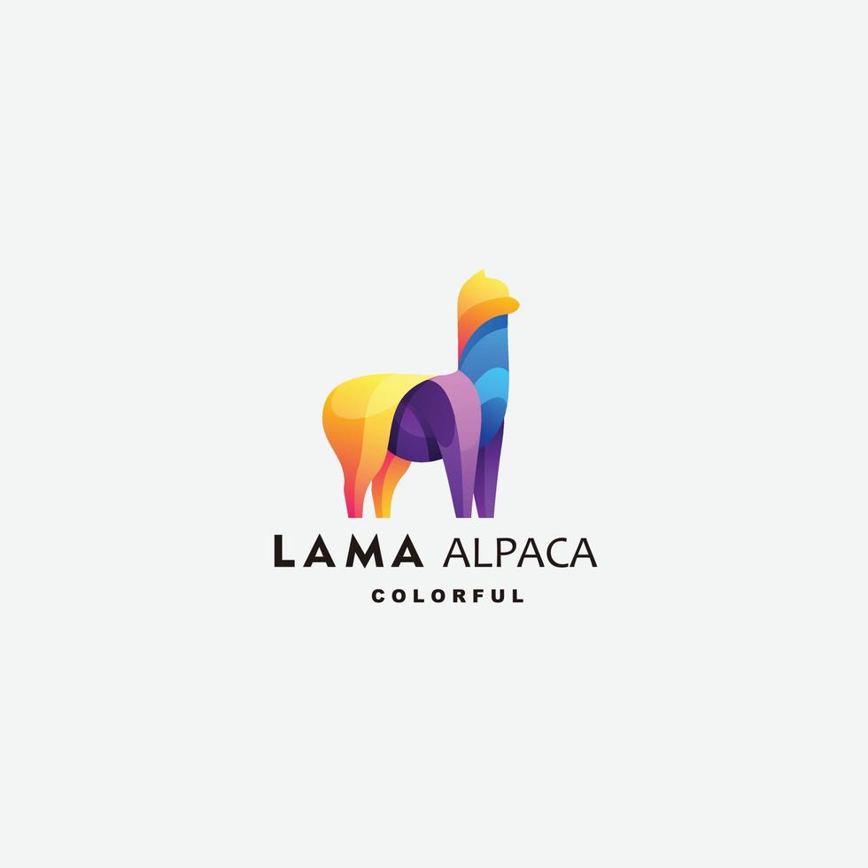 modèle de dégradé de conception de logo lama vecteur