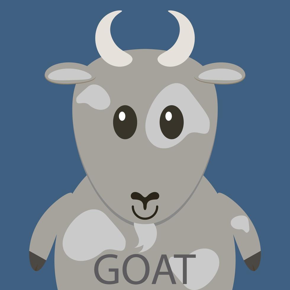 avatar icône plate dessin animé mignon chèvre grise vecteur