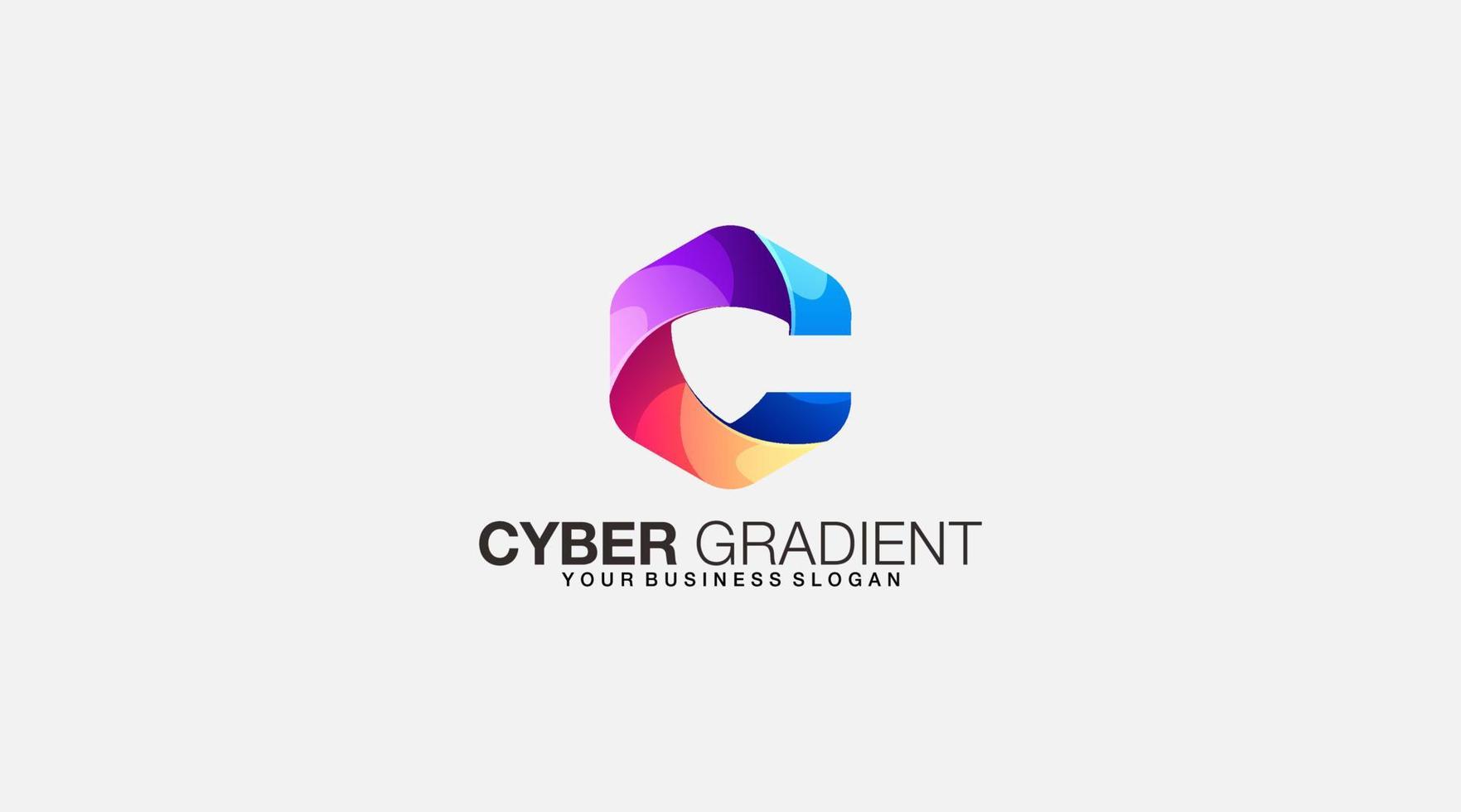 gradient cyber vector logo design illustration symbole