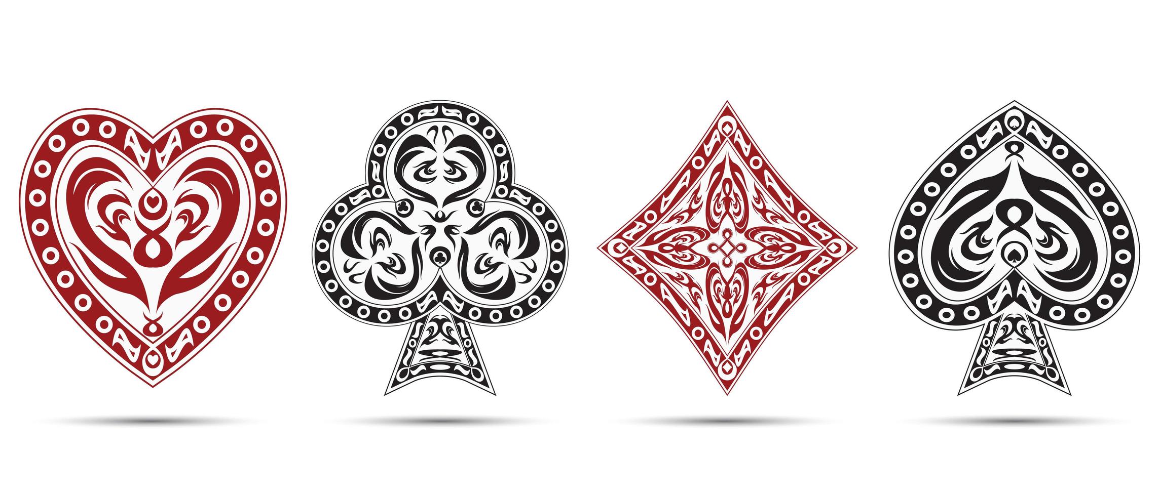 pique, coeurs, diamants, symboles de poker clubs vecteur