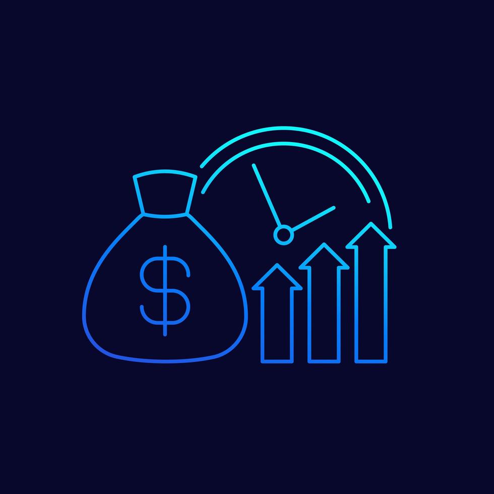 Épargne croissante, icône de la ligne de revenu vecteur