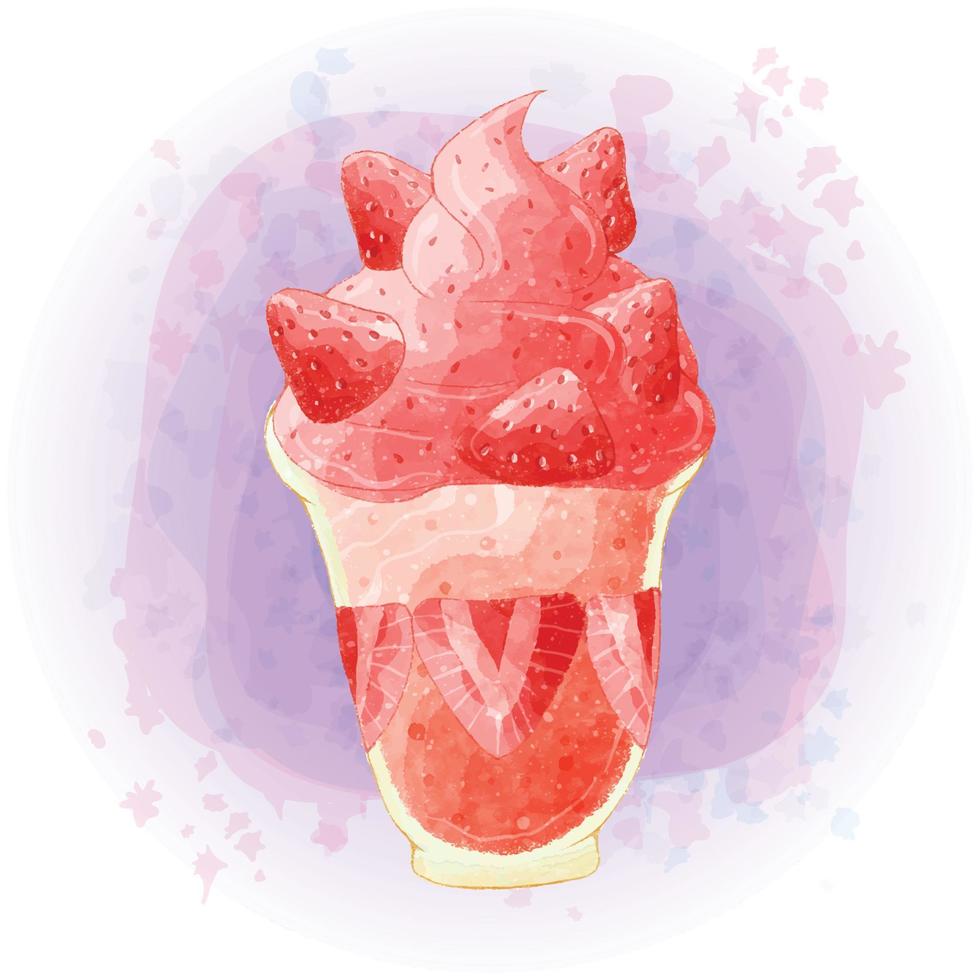aquarelle fraise smoothie milkshake boissons froides graphiques 01 vecteur