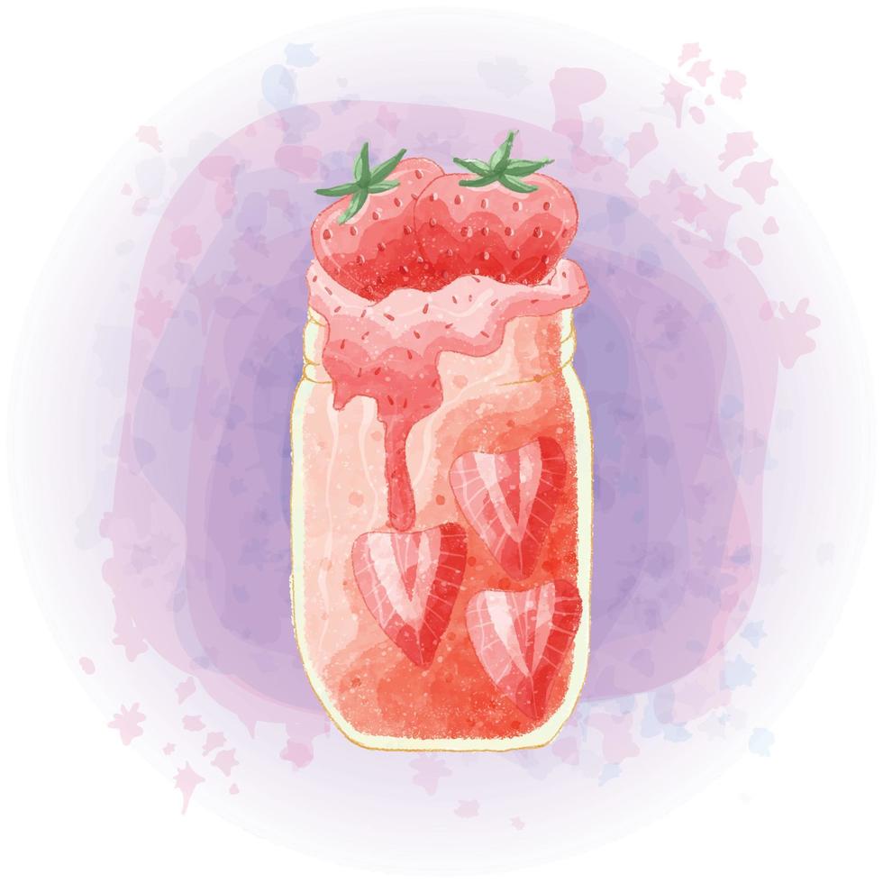 aquarelle fraise smoothie milkshake boissons froides graphiques 06 vecteur