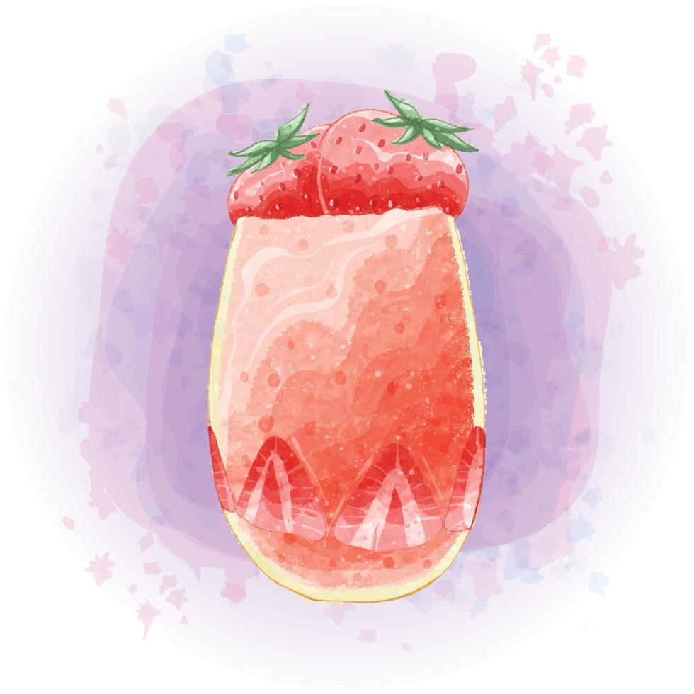 aquarelle fraise smoothie milkshake boissons froides graphiques 03 vecteur
