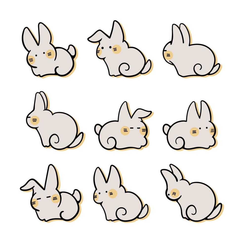 collection de graphiques vectoriels d'icône de personnage de dessin animé de lapin mignon vecteur