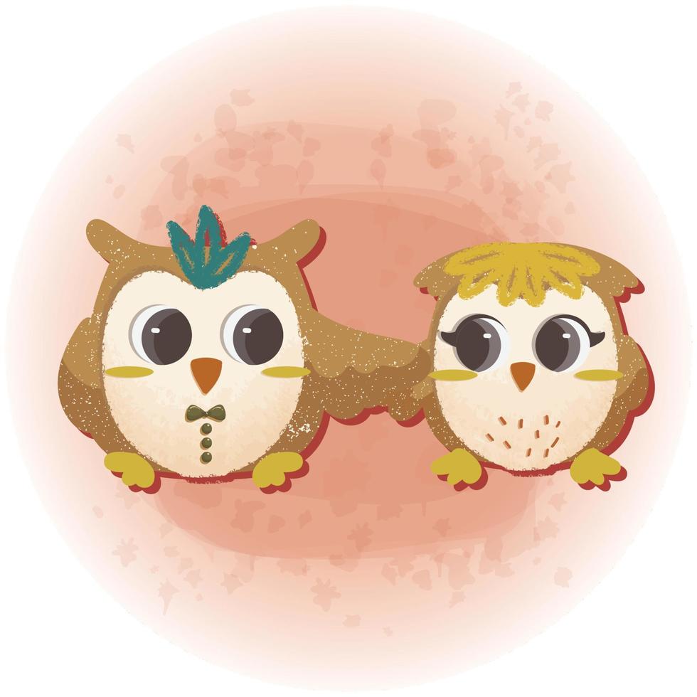 couple mignon hibou pour les amoureux de la saint valentin illustration graphique 02 vecteur