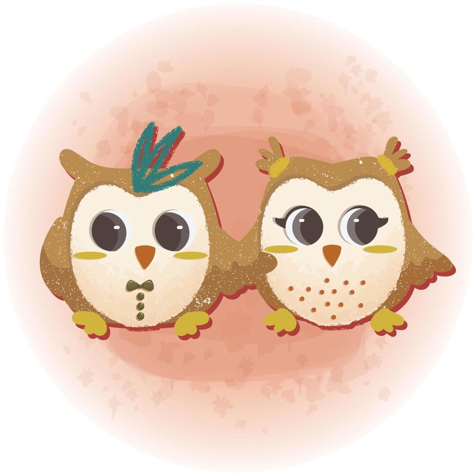 couple mignon hibou pour les amoureux de la saint valentin illustration graphique 08 vecteur