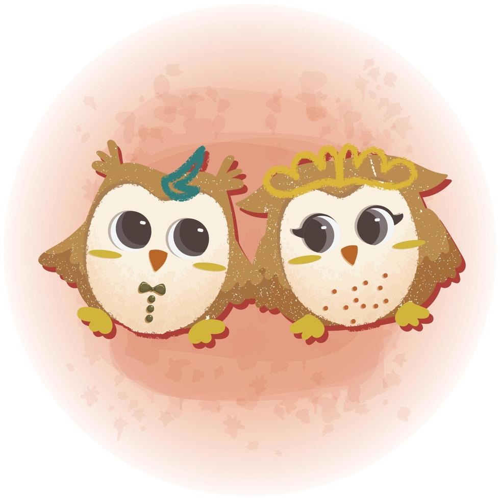 couple mignon hibou pour les amoureux de la saint valentin illustration graphique 06 vecteur