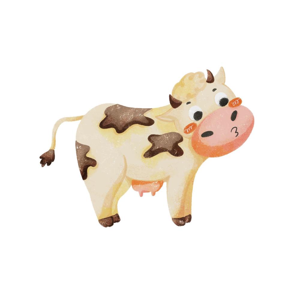 graphiques d'animaux de ferme vache aquarelle vecteur