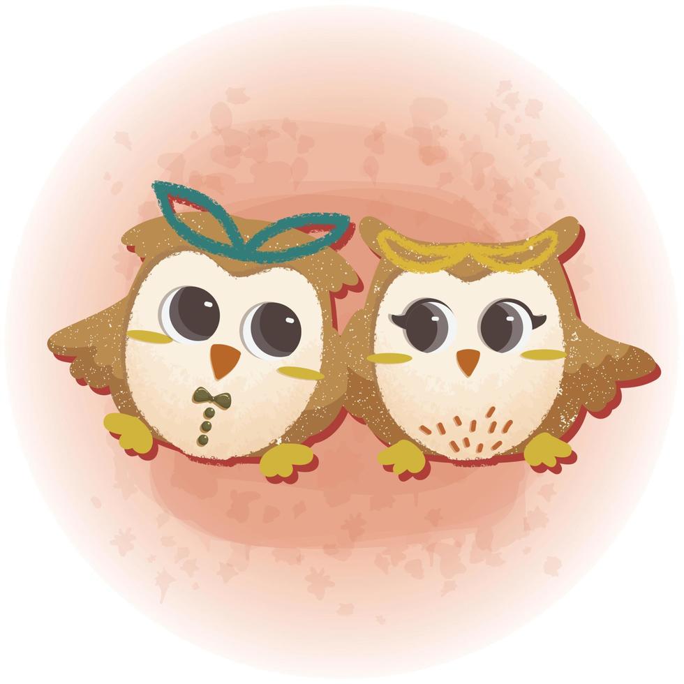 couple mignon hibou pour les amoureux de la saint valentin illustration graphique 07 vecteur