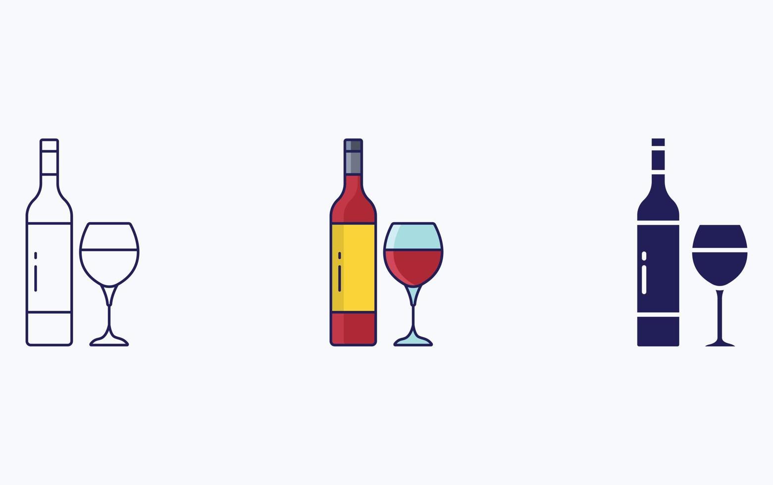 icône illustration verre et bouteille vecteur