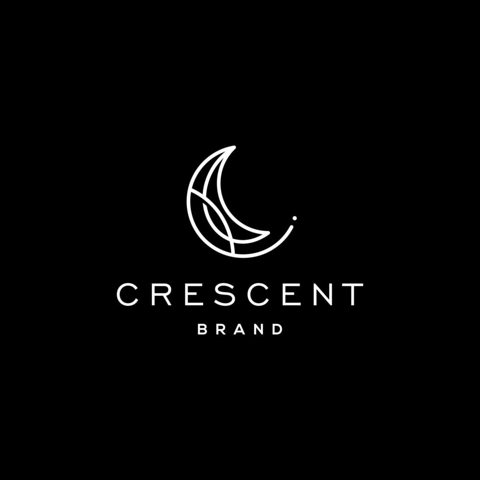 élégant croissant de lune et star logo design ligne icône vecteur dans le contour de style de luxe linéaire