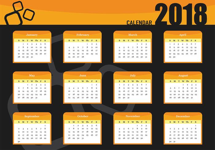 Modèle de vecteur de calendrier mensuel imprimable 2018