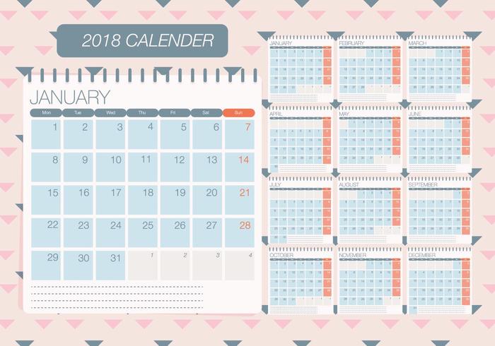 Calendrier mensuel imprimable Vector