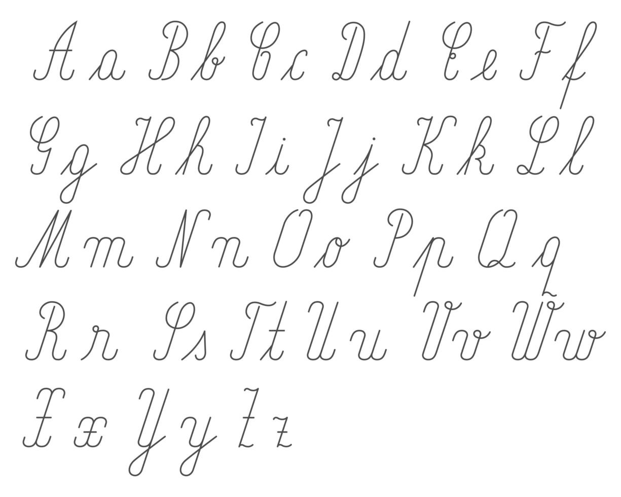 alphabet manuscrit avec petites et grandes lettres vecteur