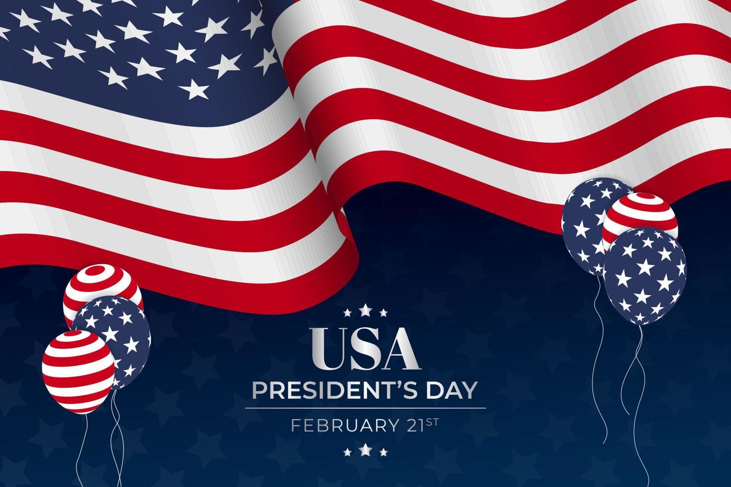 usa presidents day 21 février bannière horizontale avec illustration de drapeau ondulant vecteur