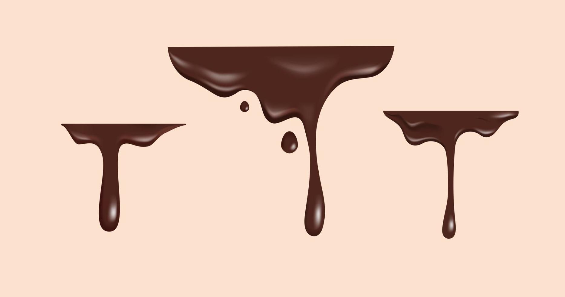 illustration de jeu de liquide au chocolat fondant avec un dessus plat pour la décoration vecteur