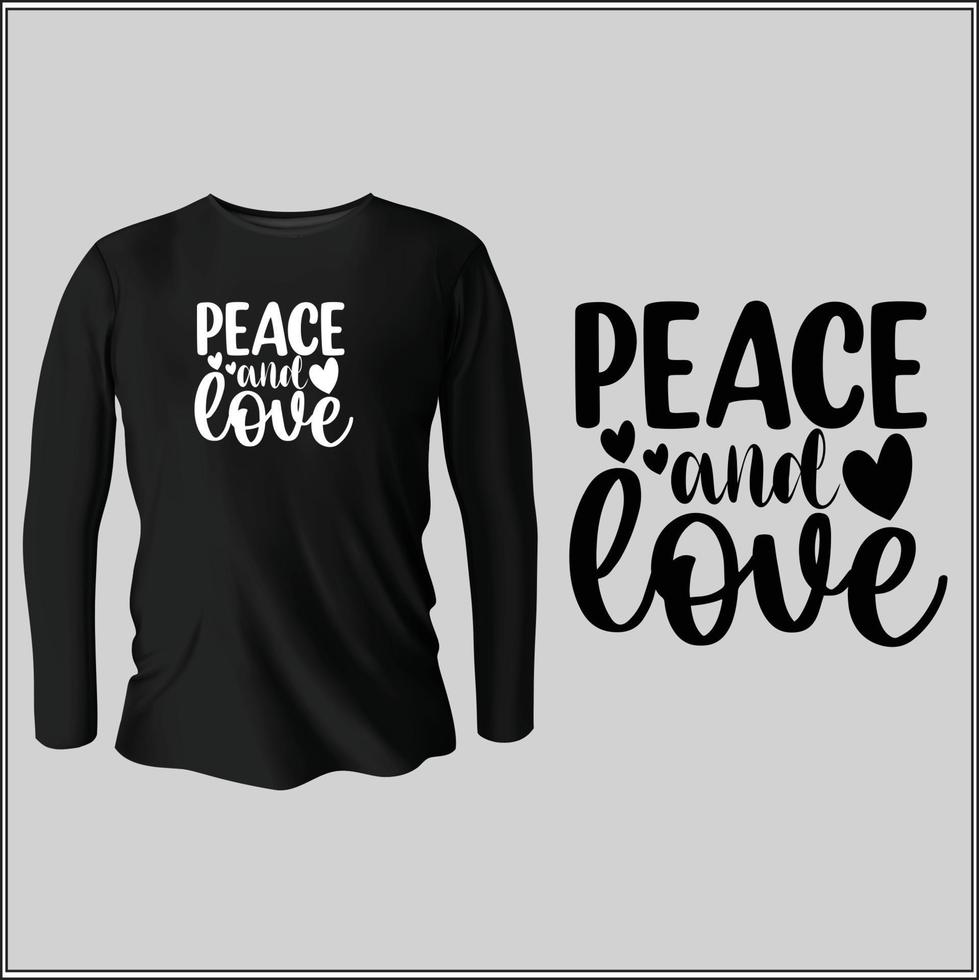 conception de t-shirt paix et amour avec vecteur