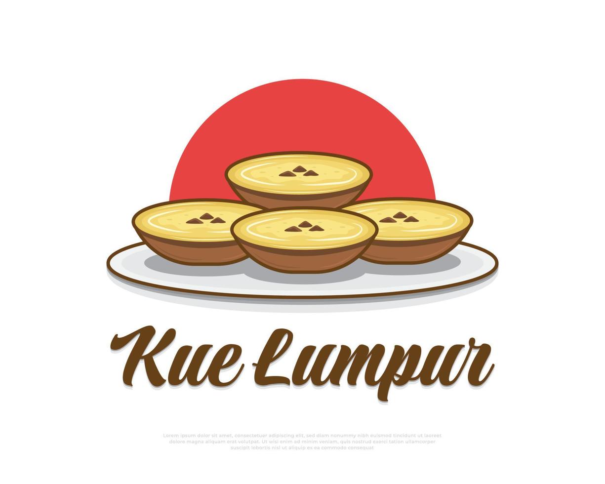 illustration de la cuisine traditionnelle indonésienne nommée kue lumpur. collations indonésiennes dessinées à la main vecteur