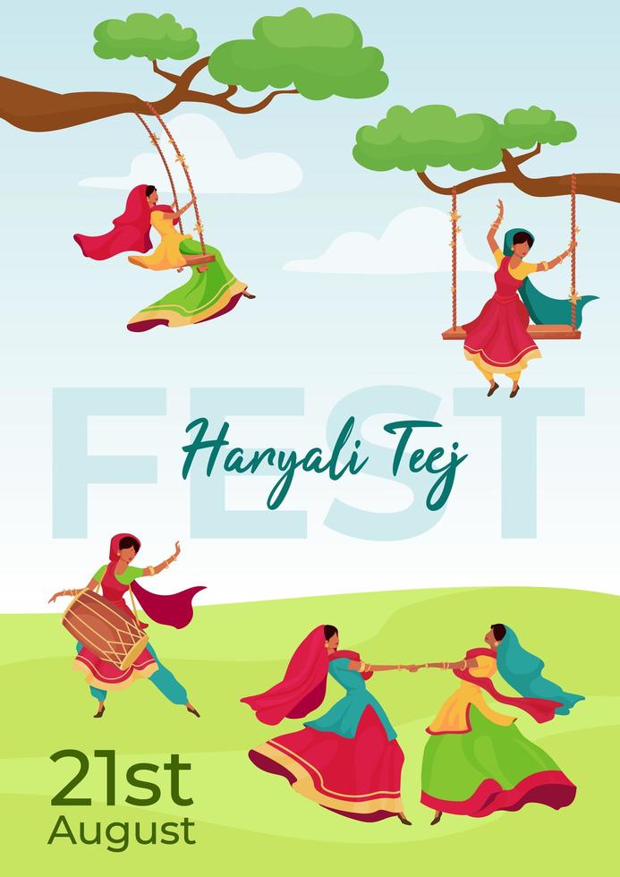 affiche du festival hariyali teej vecteur