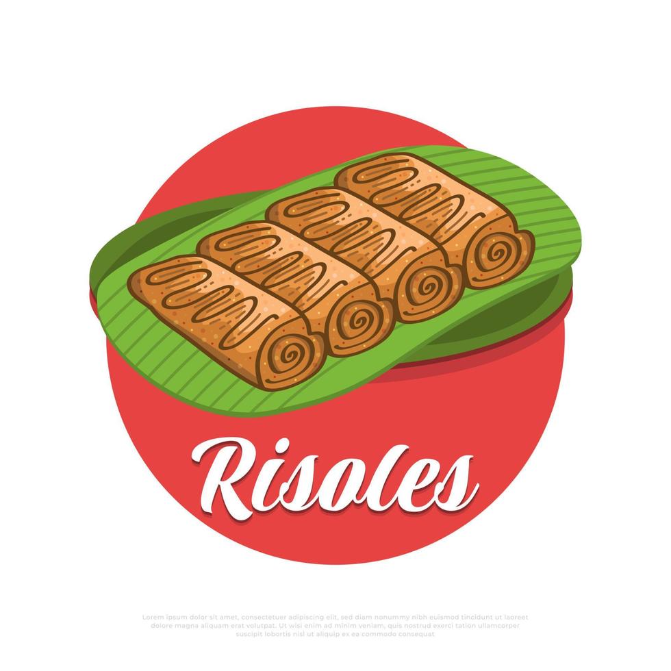 illustration vectorielle de risoles. rouleaux de printemps frits, délicieux plats traditionnels ou collations d'indonésie vecteur