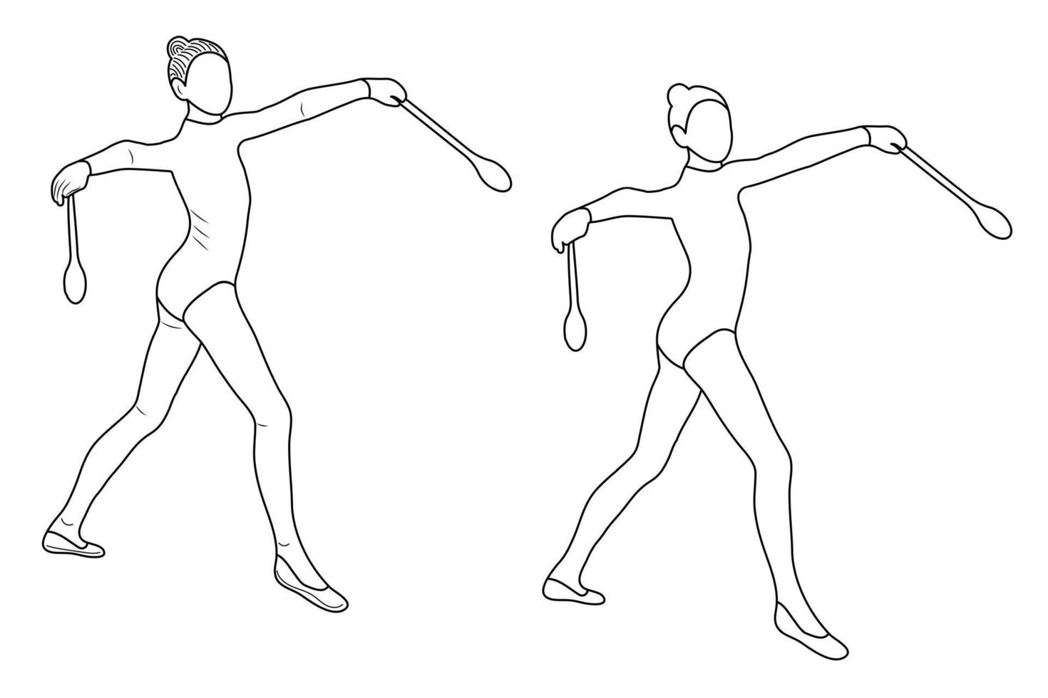 contour figure d'un gymnaste dans une pose sportive. croquis de silhouette de fille de gym. gymnastique. vecteur