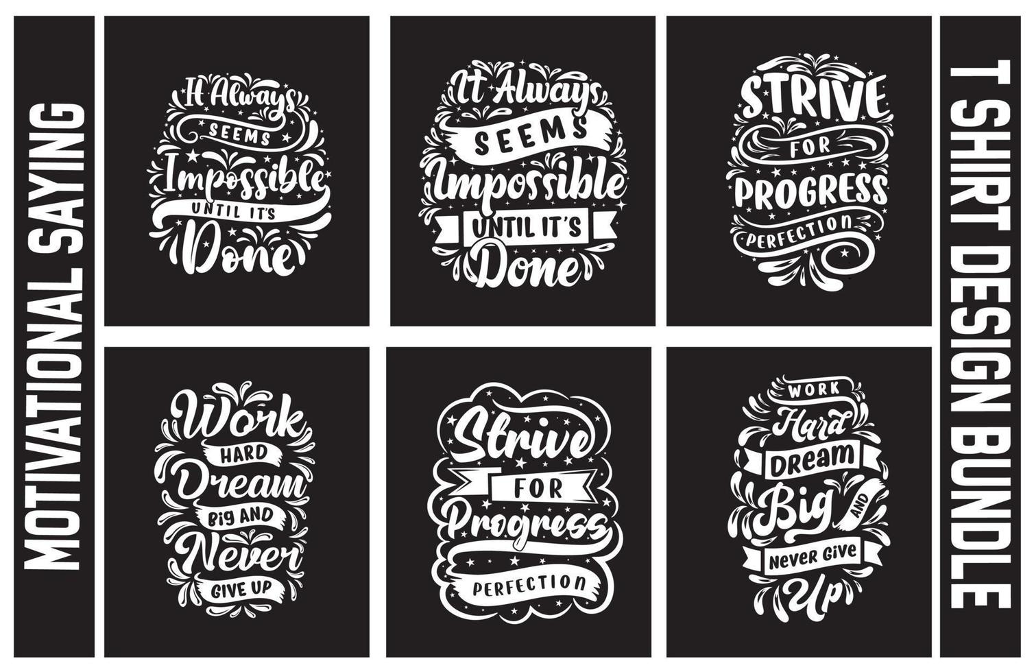 ensemble de conception de t-shirt de lettrage, ensemble de conception de t-shirt de motivation, ensemble de conception de t-shirt de typographie vecteur