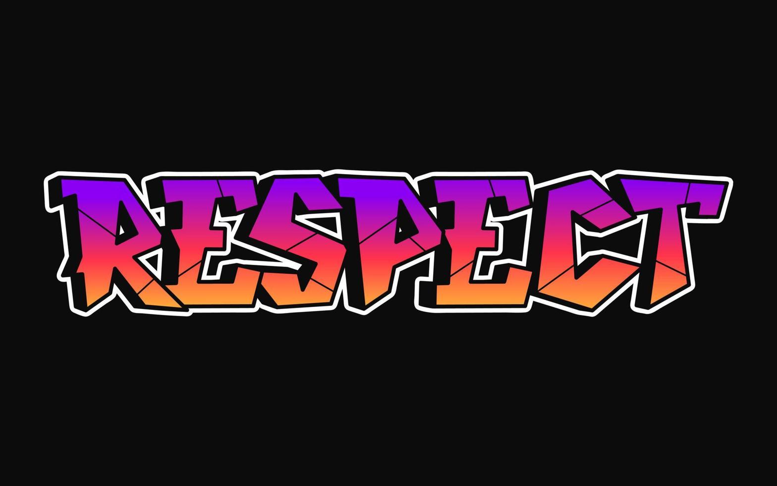 respect mot trippy psychédélique graffiti style lettres.vecteur dessiné à la main doodle dessin animé logo respect illustration. drôles de lettres trippantes cool, mode, impression de style graffiti pour t-shirt, concept d'affiche vecteur