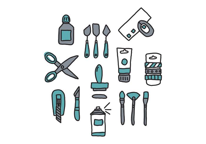 Doodled Blue Craft Outils vecteur