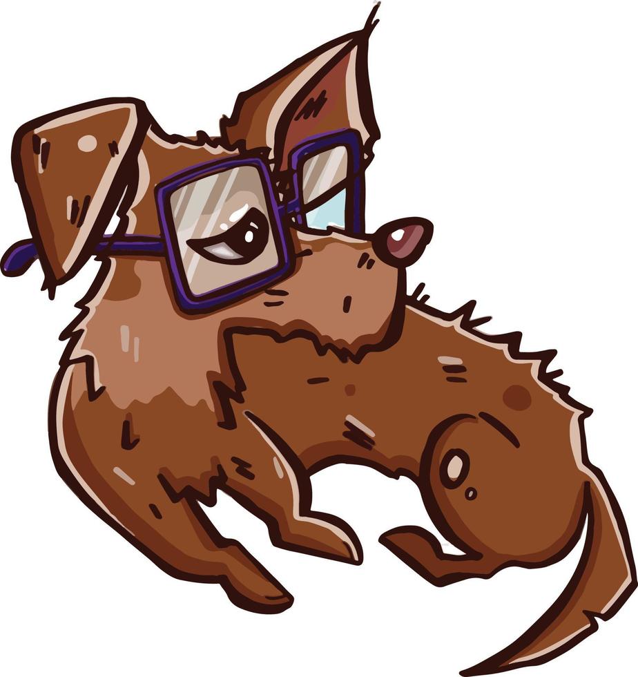petit chien drôle avec illustration vectorielle de lunettes vecteur