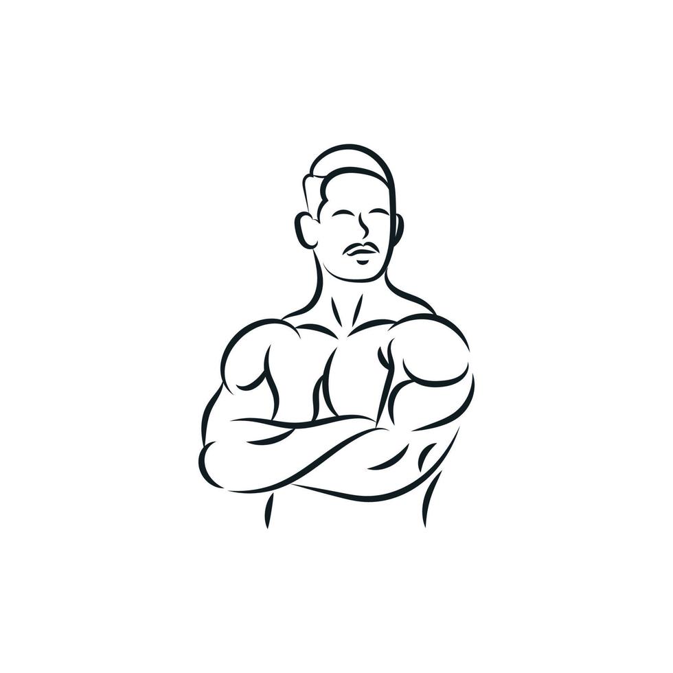 homme, muscle, corps, illustration, silhouette, conception vecteur