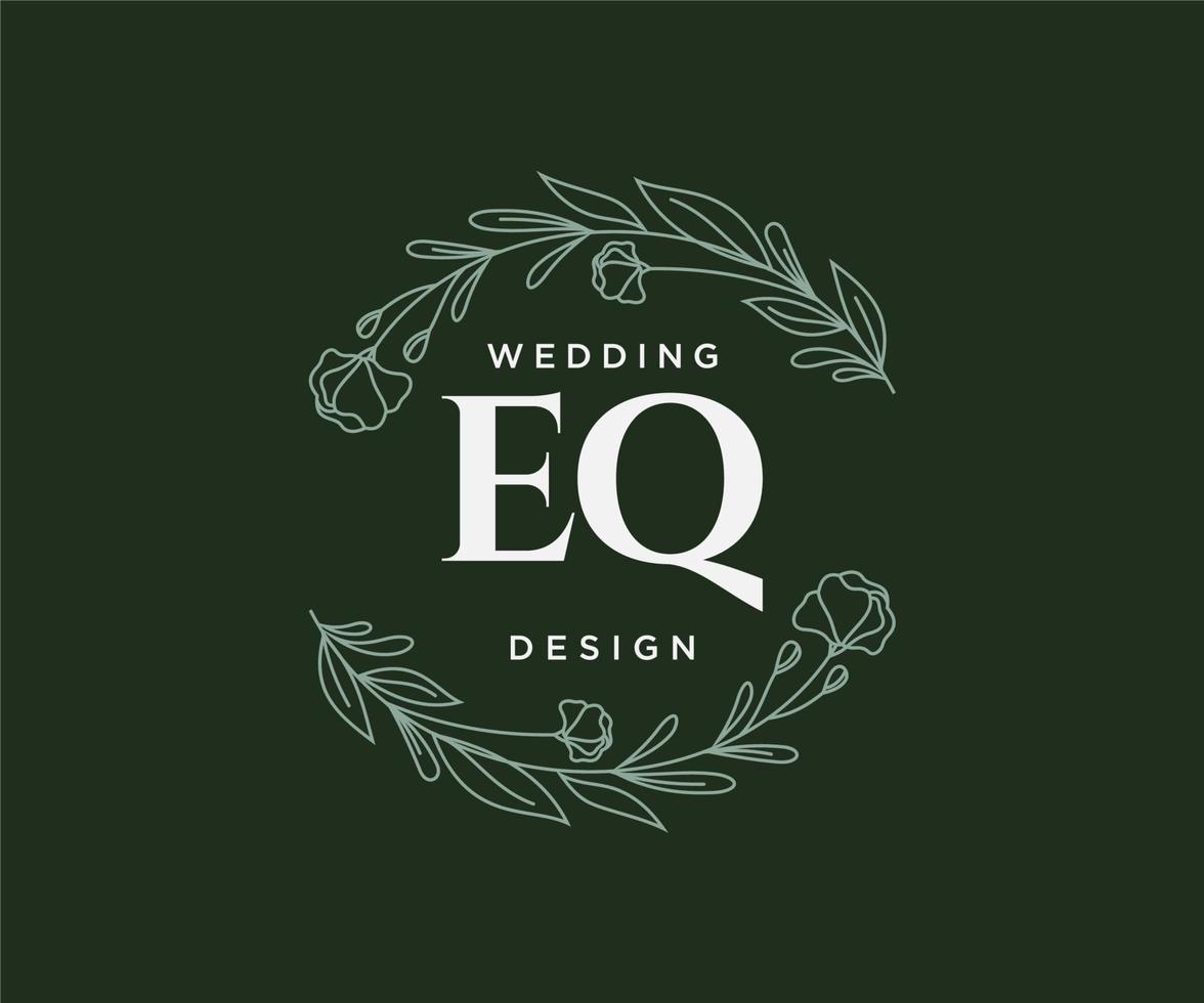 eq initiales lettre collection de logos de monogramme de mariage, modèles minimalistes et floraux modernes dessinés à la main pour cartes d'invitation, réservez la date, identité élégante pour restaurant, boutique, café en image vectorielle vecteur