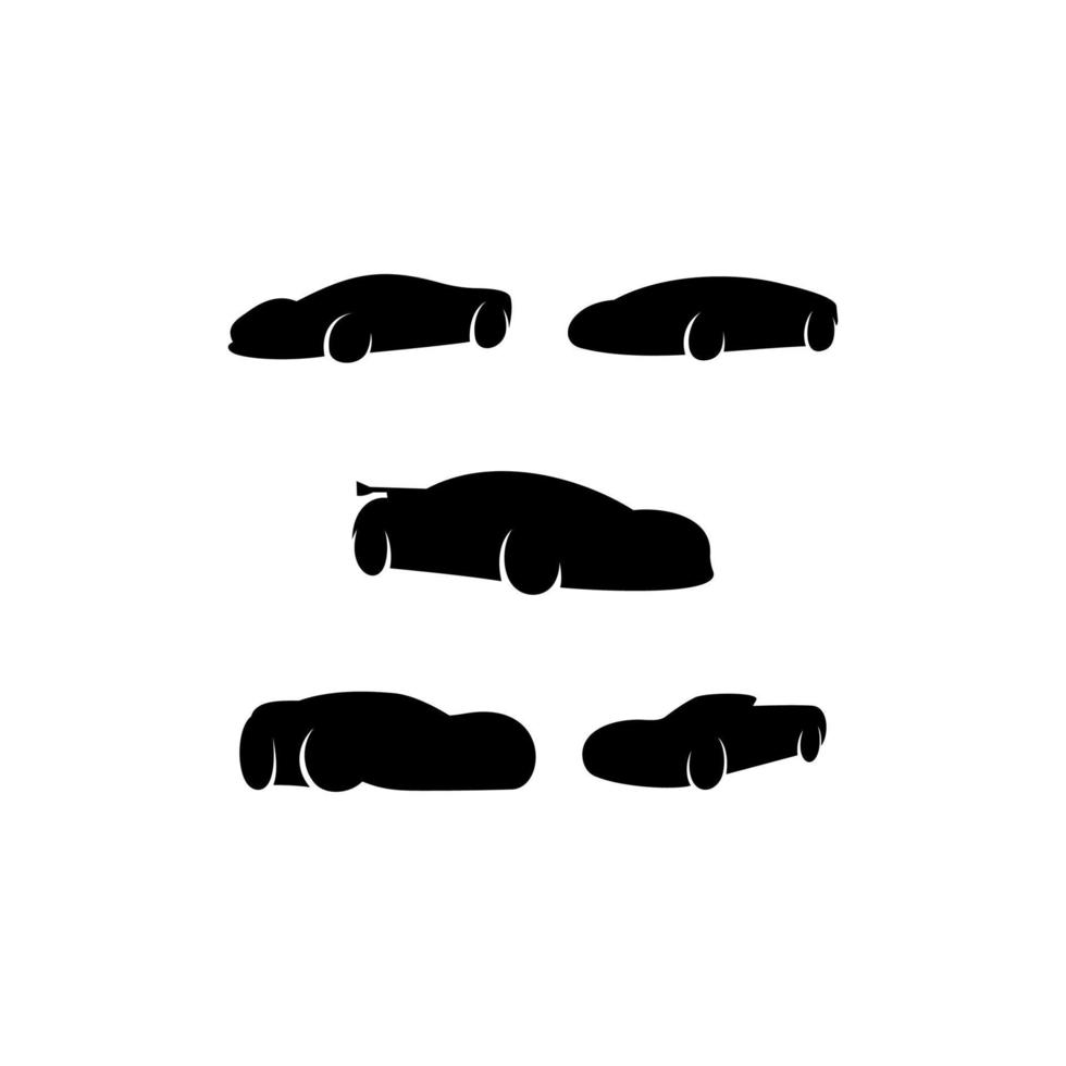 logo d'icône de silhouette de jeu de voitures de sport vecteur