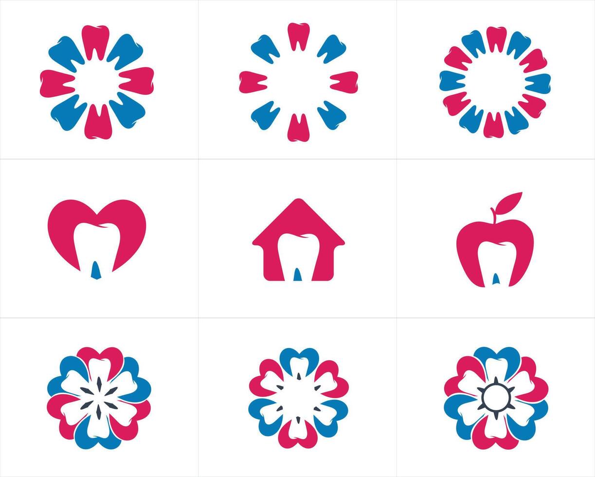 motif de cercle de fleur de dent pour la conception de logo dentaire. création de logo de soins dentaires. vecteur