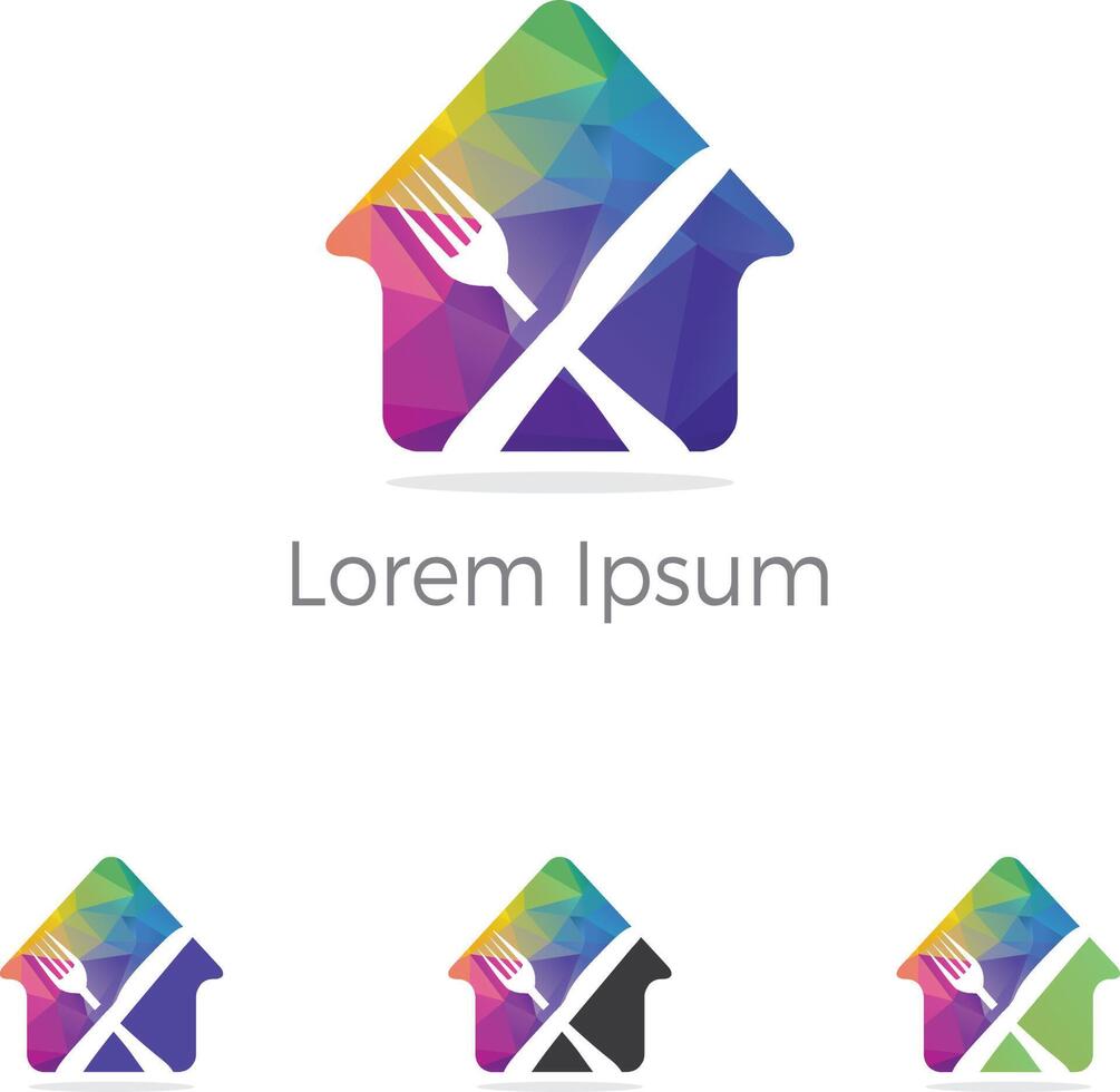 logo de restaurant low poly - industrie alimentaire, vecteur de logo à emporter, cuisson maison polygonale. vecteur coloré,