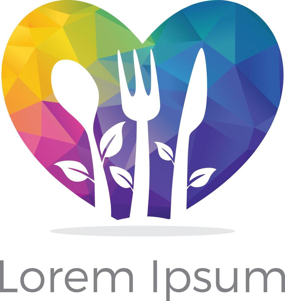 logo de restaurant low poly - industrie alimentaire, vecteur de logo à emporter, cuisson maison polygonale. vecteur coloré,