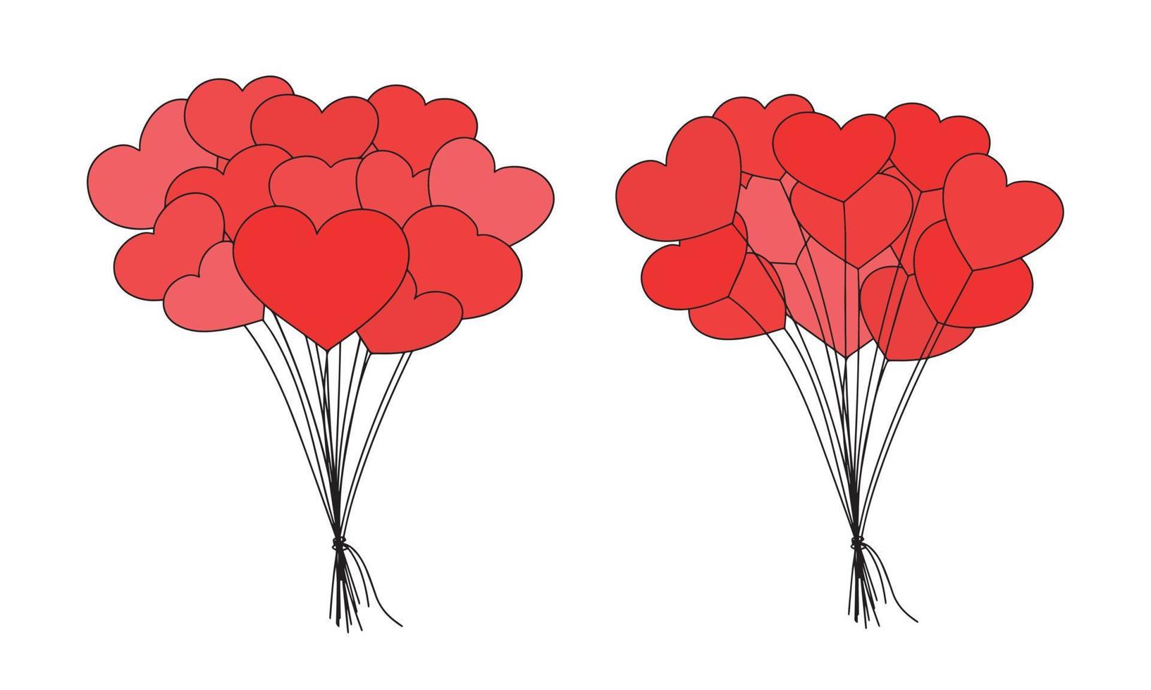 coeur de ligne de ballons. beaucoup de couleur rouge ballon. illustration vectorielle vecteur