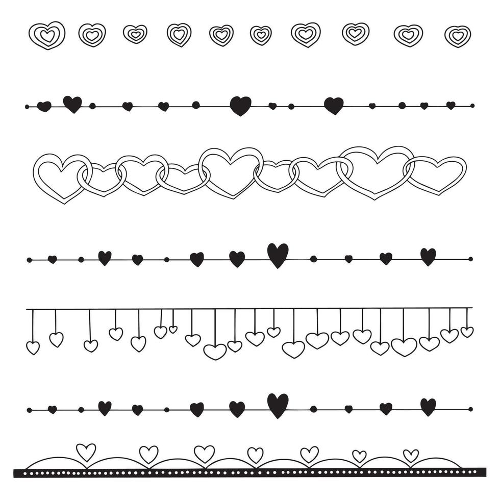 séparateurs pour carte ou carte d'invention. illustration vectorielle avec coeur de tirage à la main. illustration vectorielle. vecteur