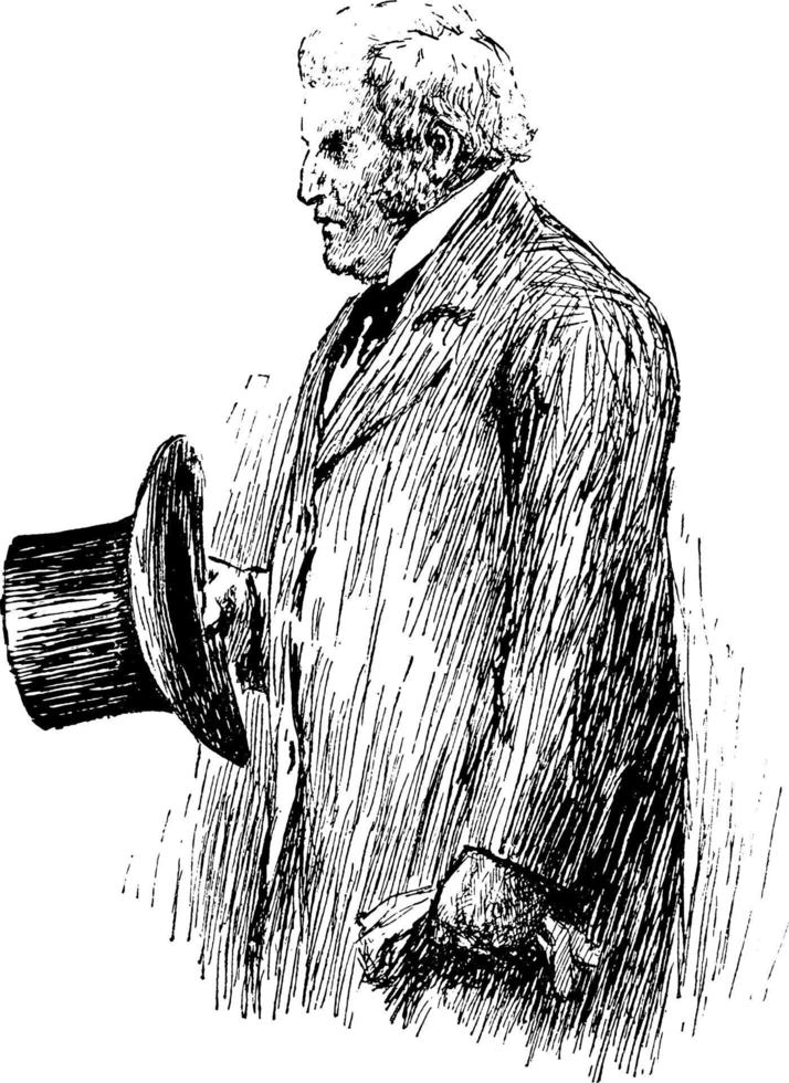 homme avec chapeau haut de forme, illustration vintage. vecteur