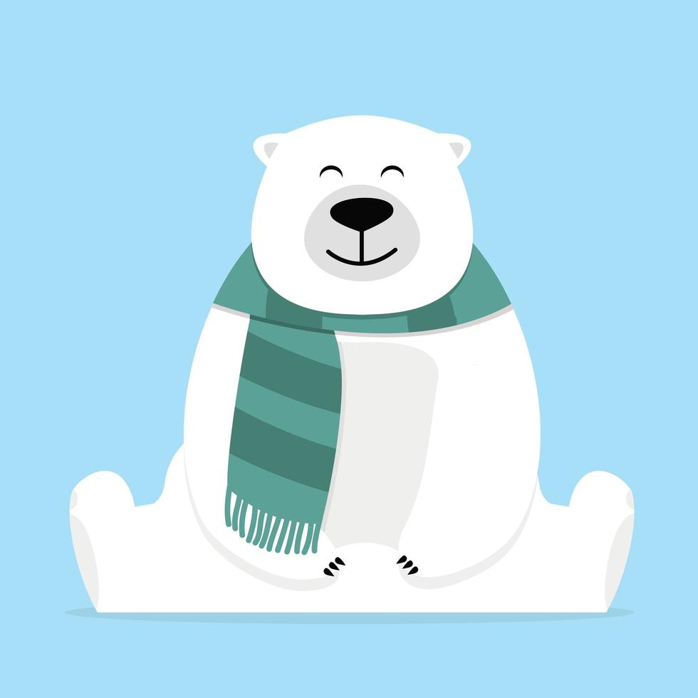 ours en peluche solitaire assis vecteur avec écharpe