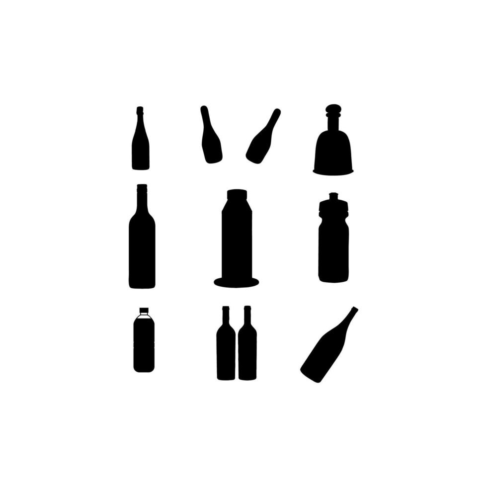 bouteille de boisson eau ensemble silhouette design créatif vecteur