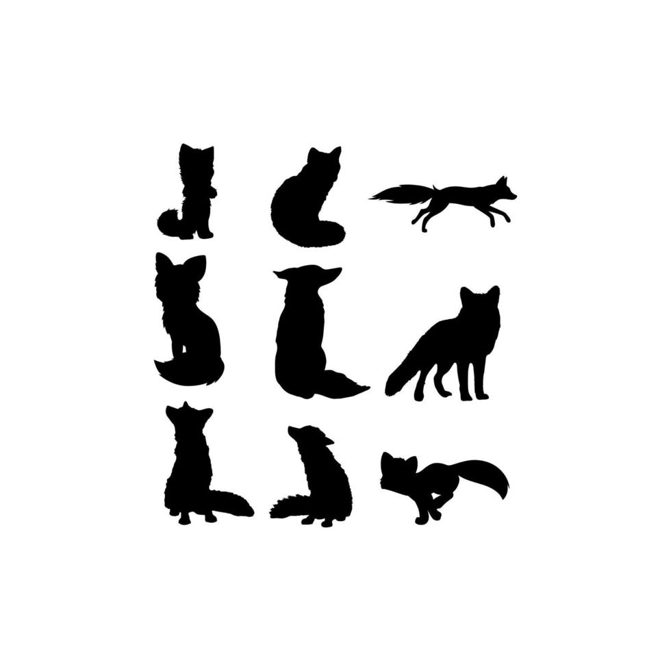 renard, animal, ensemble, silhouette, conception vecteur